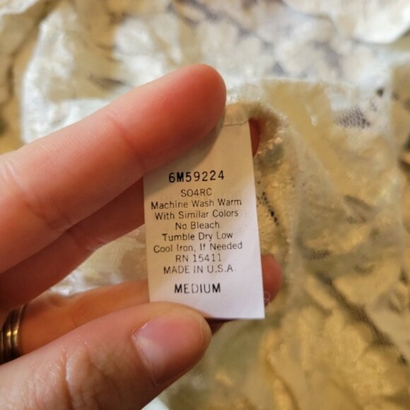 Vintage Private Luxuries White Cream Lace Pearl Beaded Slip Cami - Picture 6 of 7